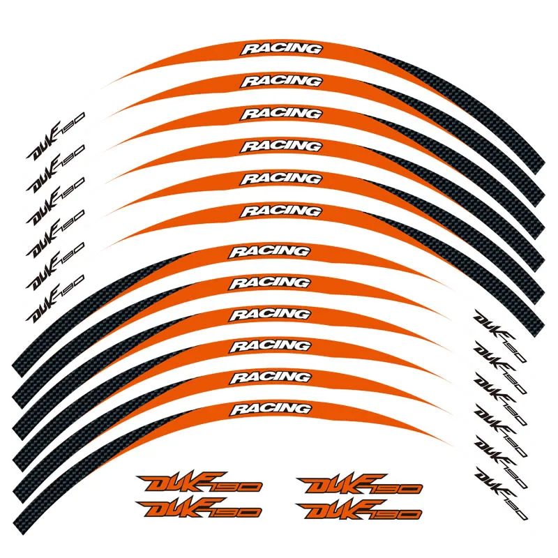 

New high quality Motorcycle For KTM DUKE790 17 inch Tire 1set front&Rear Edge Outer Rim Sticker Wheel Decals Reflective Oragen