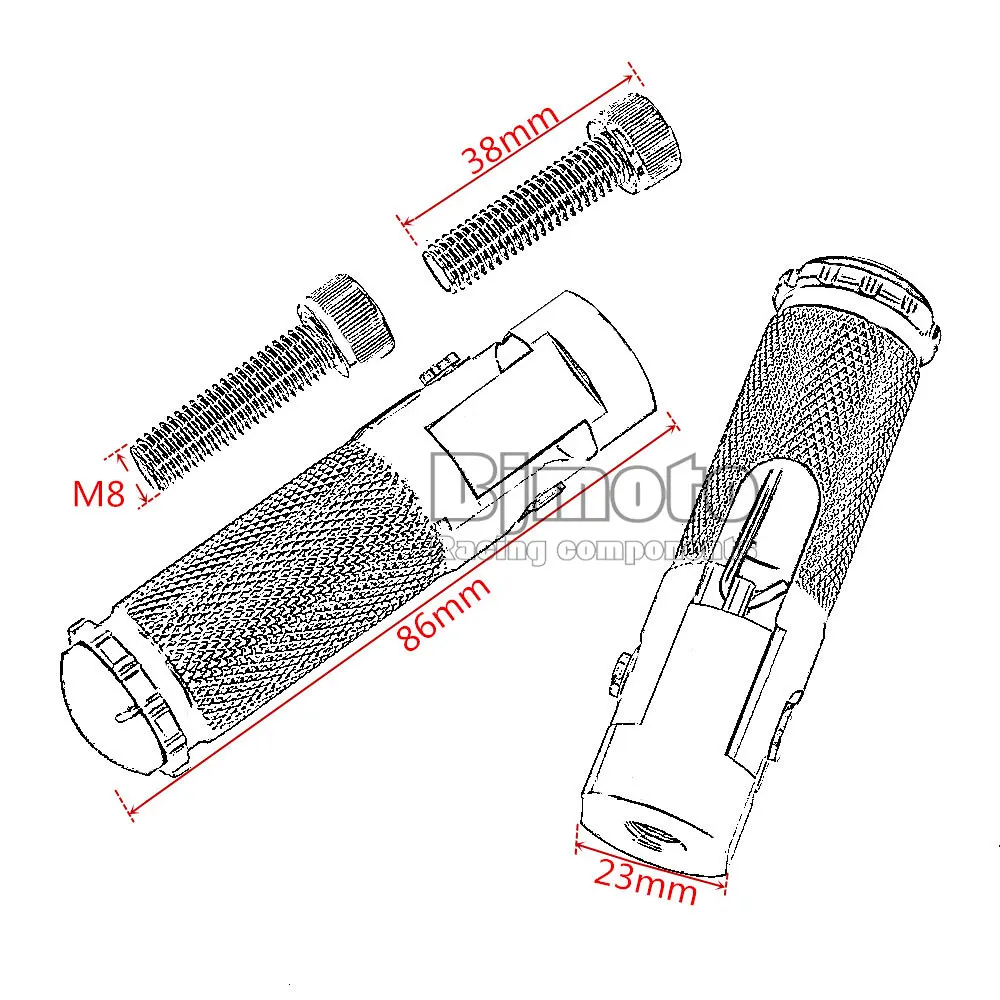 

BJMOTO Universal CNC Aluminum Motorcycle Folding Foot pegs Rear Set Rest Racing Red For BMW Honda Kawasaki Yamaha Suzuki