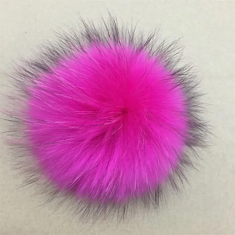 rosy 15cm 20 шт. помпоны из натурального меха 13-15 см DIY из енота, лисы Меховые помпоны меховые шарики для шапок шапка шарф обувь аксессуары мех дешево оптом - Цвет: rosy 15cm