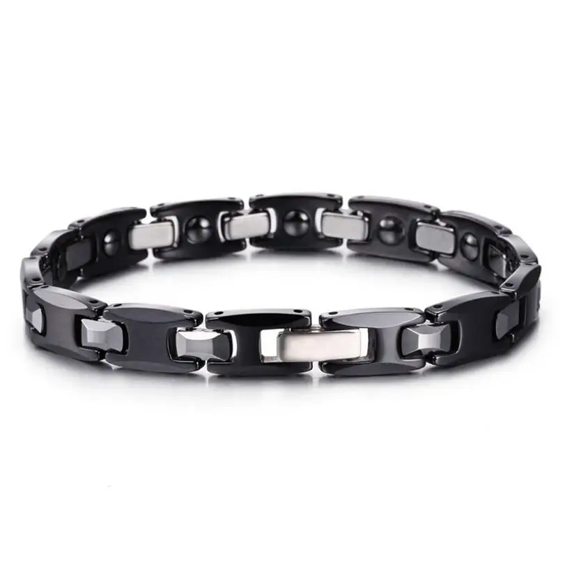 Men Women Personalised 16.5-18cm Long Tungsten Steel Bracelet Health Care Hologram Energy Fashion Link Chain Jewelry | Украшения и
