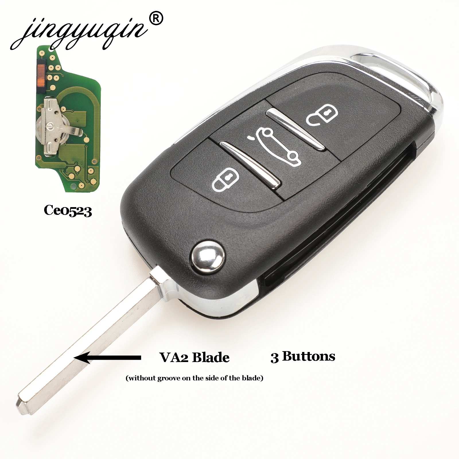 Jingyuqin Ce0523 ASK/FSK 2/3 кнопочный дистанционный Автомобильный ключ для Citroen C2 C3 C4 C5 433 МГц