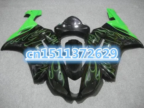 

Bo ABS plastic Fairings for motorcycle Kawasaki Ninja 636 2007 2008 ZX6R 07 08 black green flames fairing kits