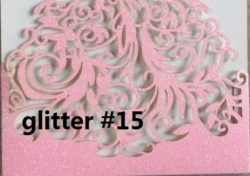 glitter pink 10 шт. лазерная резка блестящая золотая пригласительная карта корона на заказ, завязывается темно-синий бант, напечатанная вставка бумаги с конвертом - Цвет: glitter pink