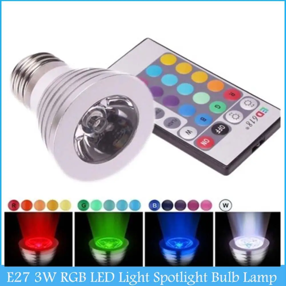 Энергосберегающая светодиодная лампа E27 RGB 16 цветов + 24Key ИК-пульт дистанционного