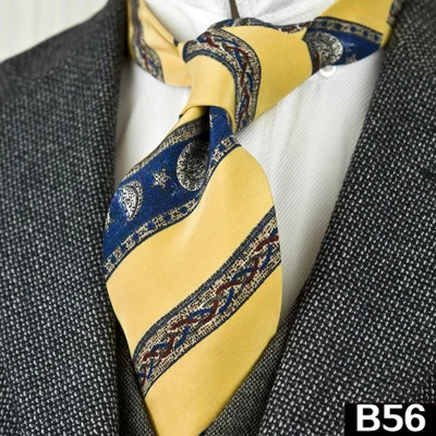 B56 Мужские галстуки с принтом, шелк, винтажные Цветочные абстрактные персонажи, геометрические Пейсли, многоцветная печать, элегантные, ручная работа - Цвет: B56
