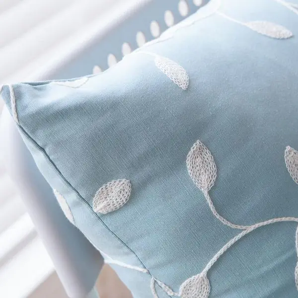 Хлопковая наволочка с вышивкой для подушки декоративная дивана в пасторальном