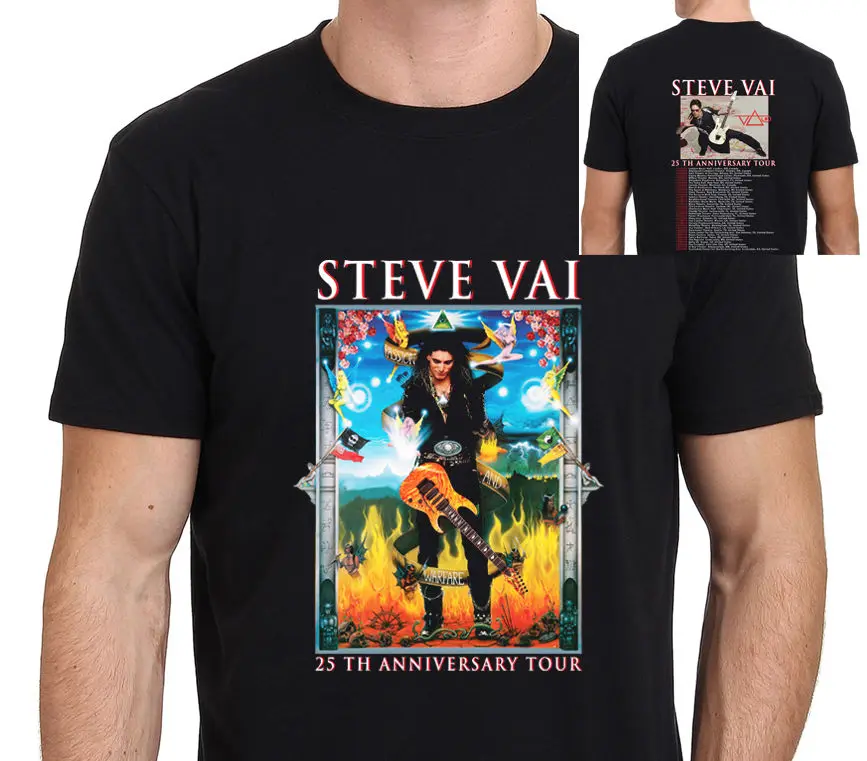 Steve Vai 25Th anniversary Tour 2016 Мужская черная футболка Размер: S 3XL летняя хлопковая с