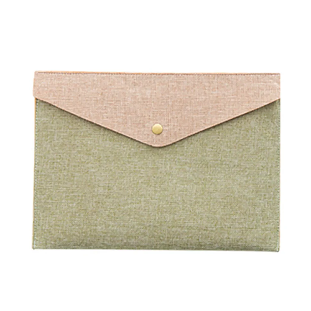 Large green Имитация льняной холщовой сумки для файлов на пуговицах, папка для документов, Офисная папка для документов, большая емкость, принадлежности для хранения, органайзер для файлов - Цвет: Large green