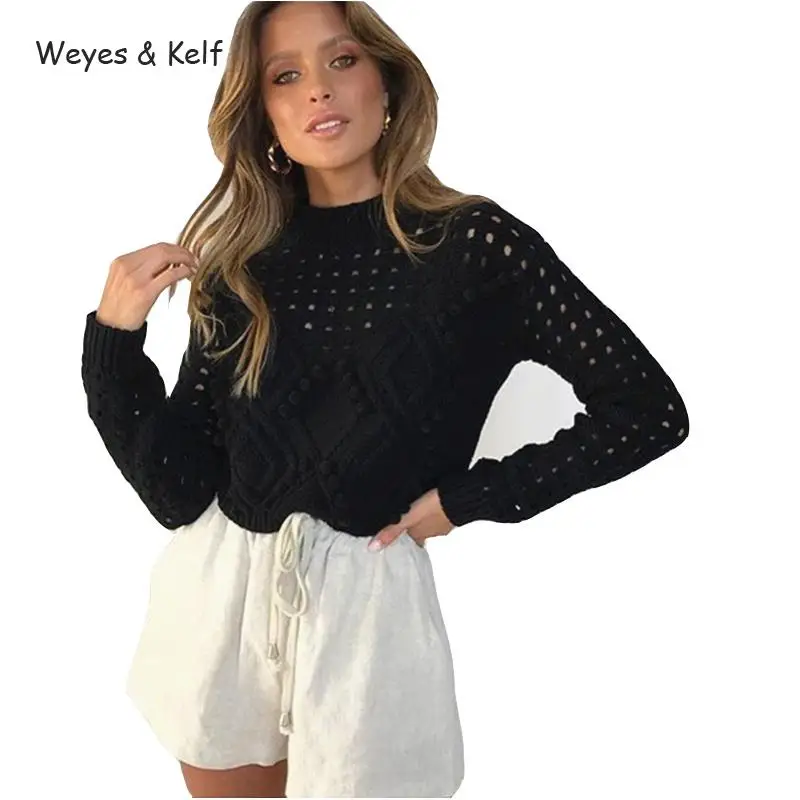 

Женский пуловер с круглым вырезом Weyes & Kelf, однотонный свободный свитер с длинными рукавами, Осень-зима 2020