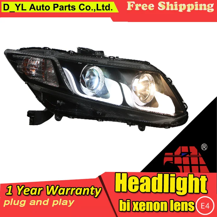 

Car Styling For Honda Civic headlights 2011-2015 Civic led headlight Head Lamp led drl projector headlight H7 hid Bi-Xenon Lens