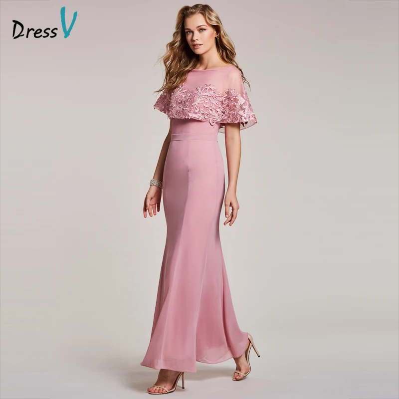 Dressv Персиковое вечернее платье Недорогое Платье с овальным вырезом короткие