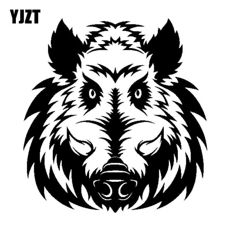 YJZT 17 8 см * 18 9 свирепый дикий кабан голова виниловая черная серебряная наклейка на