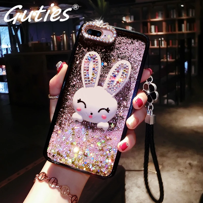 Guties Блестящий с жидкостью зыбучий песок Алмазный чехол для телефона iPhone 6 6S 7 8 Plus X