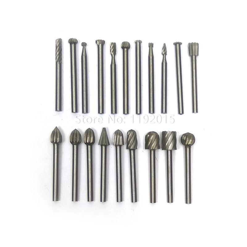 ZtDpLsd 20Pcs 3mm Shank HSS Router Bit Rotary Burrs File Set Woodworking Milling Drill Cutter Grinding Wood Plastics Working | Инструменты