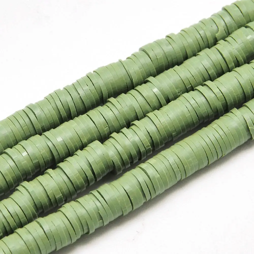 OliveDrab 6x1 мм 380~ 400 шт/прядь плоский круглый ручной работы Полимерная глина россыпью Boho африканские бусины разделители для ювелирных изделий делая результаты DIY D35 - Цвет: OliveDrab
