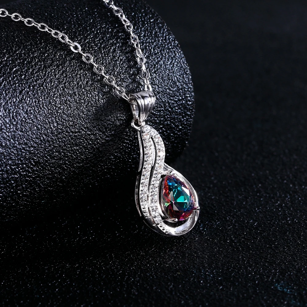 Кулон с радужным драгоценным камнем 3.5ct Мистик красочный Радужный огненный топаз
