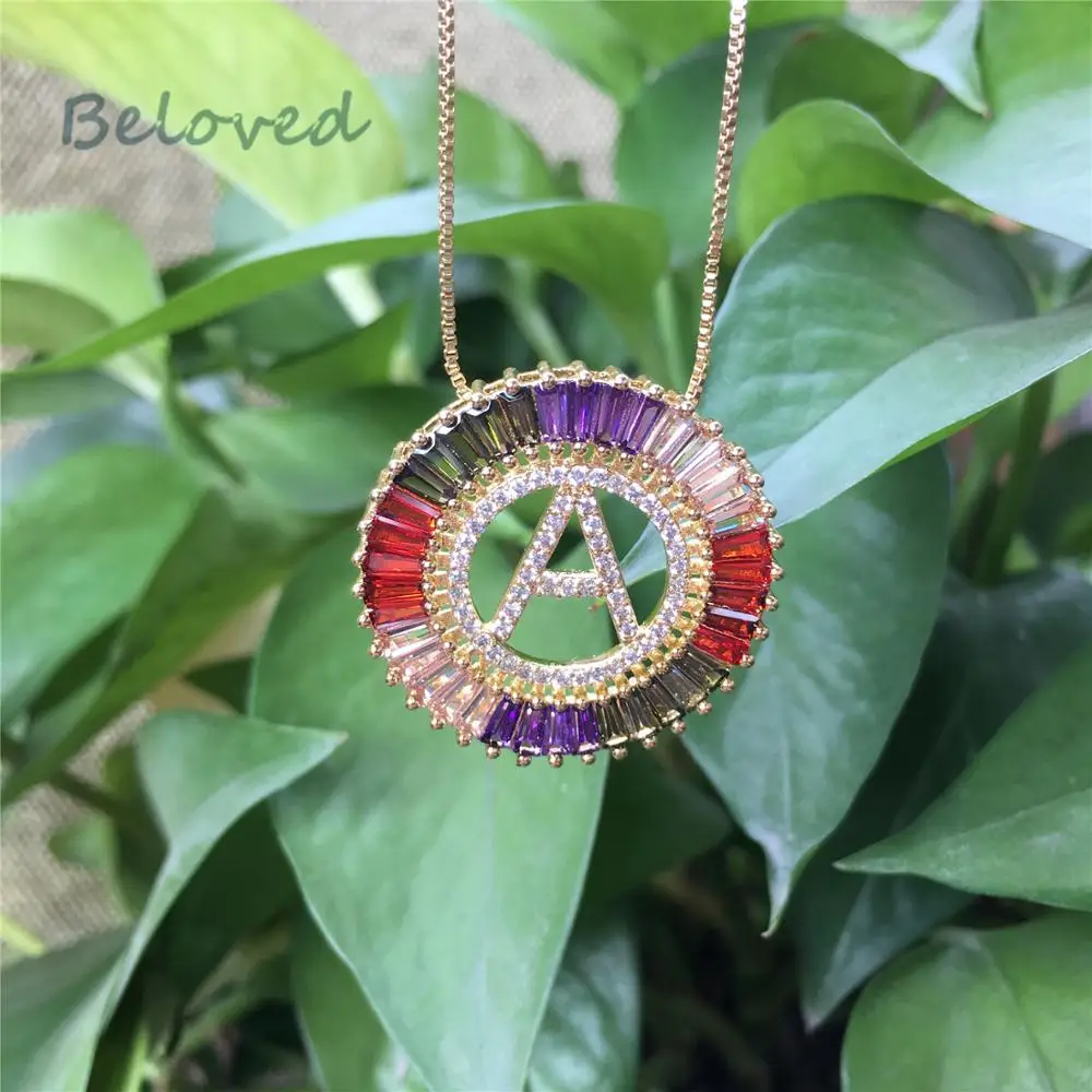 Микро проложенные радужные кубические циркониевые Подвески с надписью A-Z