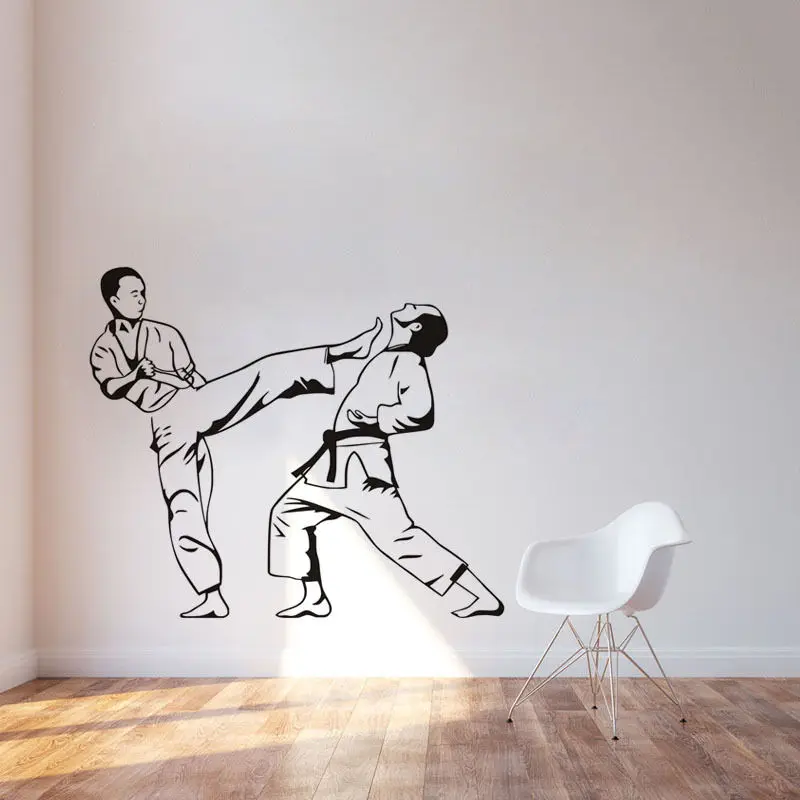 

Removable Karate Kicker Martial Wall Sticker Fighting Sport Vinyl Decal Adhesive Kids Boys Room Decor Mural Sports Decal