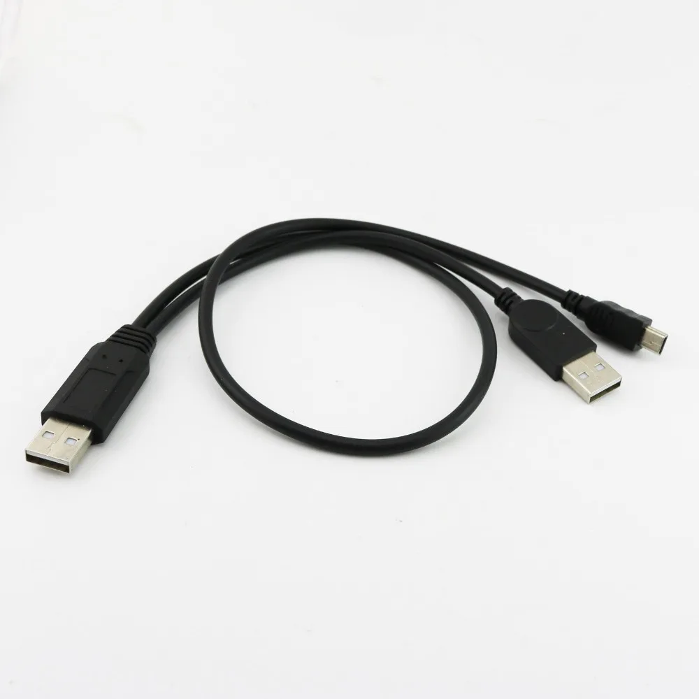 

10 шт. USB-Y 2-портовый USB A Male to Mini B 5Pin кабель питания данных для жесткого диска HDD Case