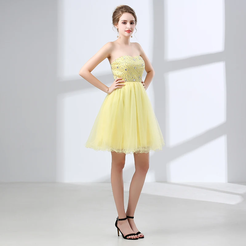 Forevergracedress/желтое короткое коктейльное платье трапециевидной формы фатиновое
