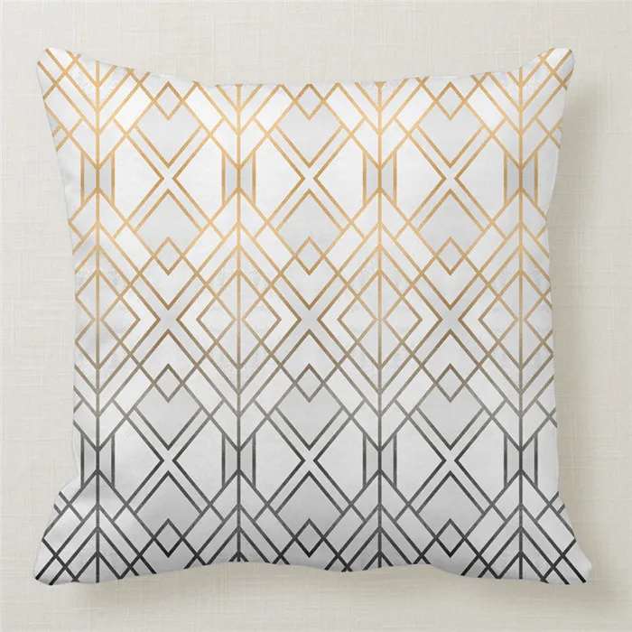 

Maiyubo Marble Cushion Cover Gold Geometric Decoration Polyester Pillow Cover Home Bedroom Sofa Decor