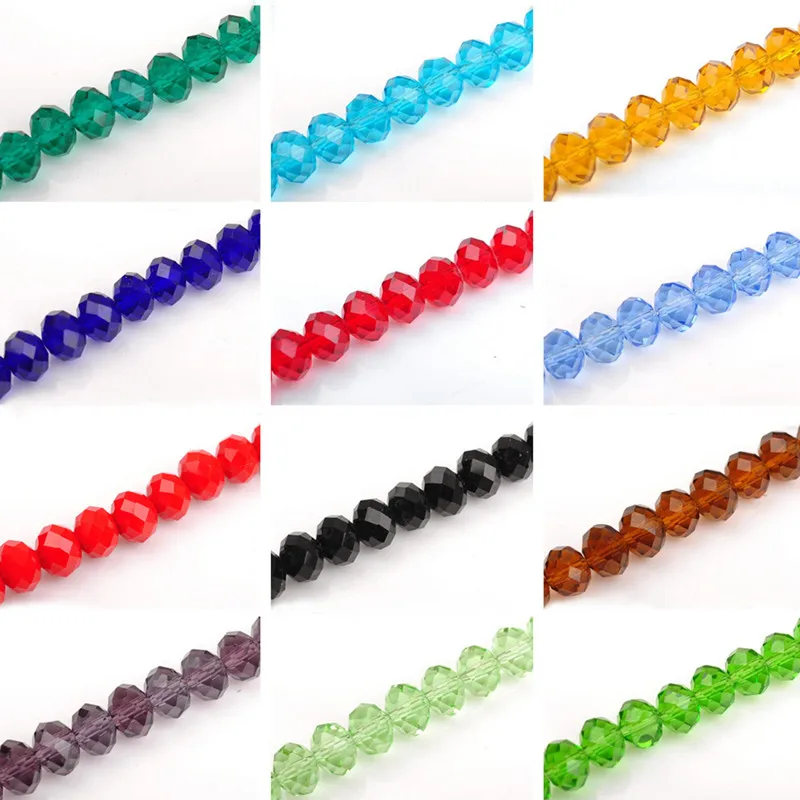 

50ps 4*6mm DIY/Handmade Beads Glass Faceted Loose Round Rondelle Beads Jewelry Making Bracelet Necklace
