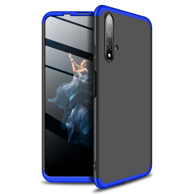 Black Blue 360 чехол с полной защитой для huawei Honor 20 Pro чехол Роскошный Жесткий PC противоударный чехол для задней панели чехол для Honor 20 pro Honor20 Coque - Цвет: Black Blue