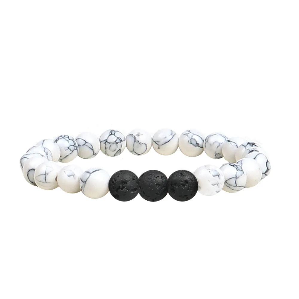 Модные классические браслеты с мраморными бусинами для мужчин и женщин из
