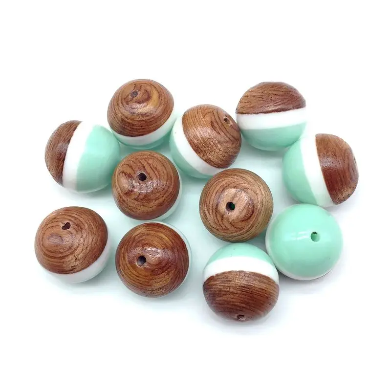 Матовые бусины из натурального полистоуна с деревянными бусинами необычные