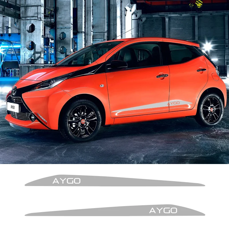 2 шт. AYGO автомобильные боковые полосы боковые юбки графика виниловые наклейки гоночный Спорт Авто наклейки s для Toyota AYGO