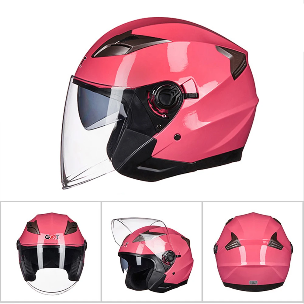 G708-Pink GXT мотоциклетный шлем половина лица ABS Мото шлем Электрический защитный двойной объектив шлем мото шлем для женщин/мужчин Casco Moto черный - Цвет: G708-Pink