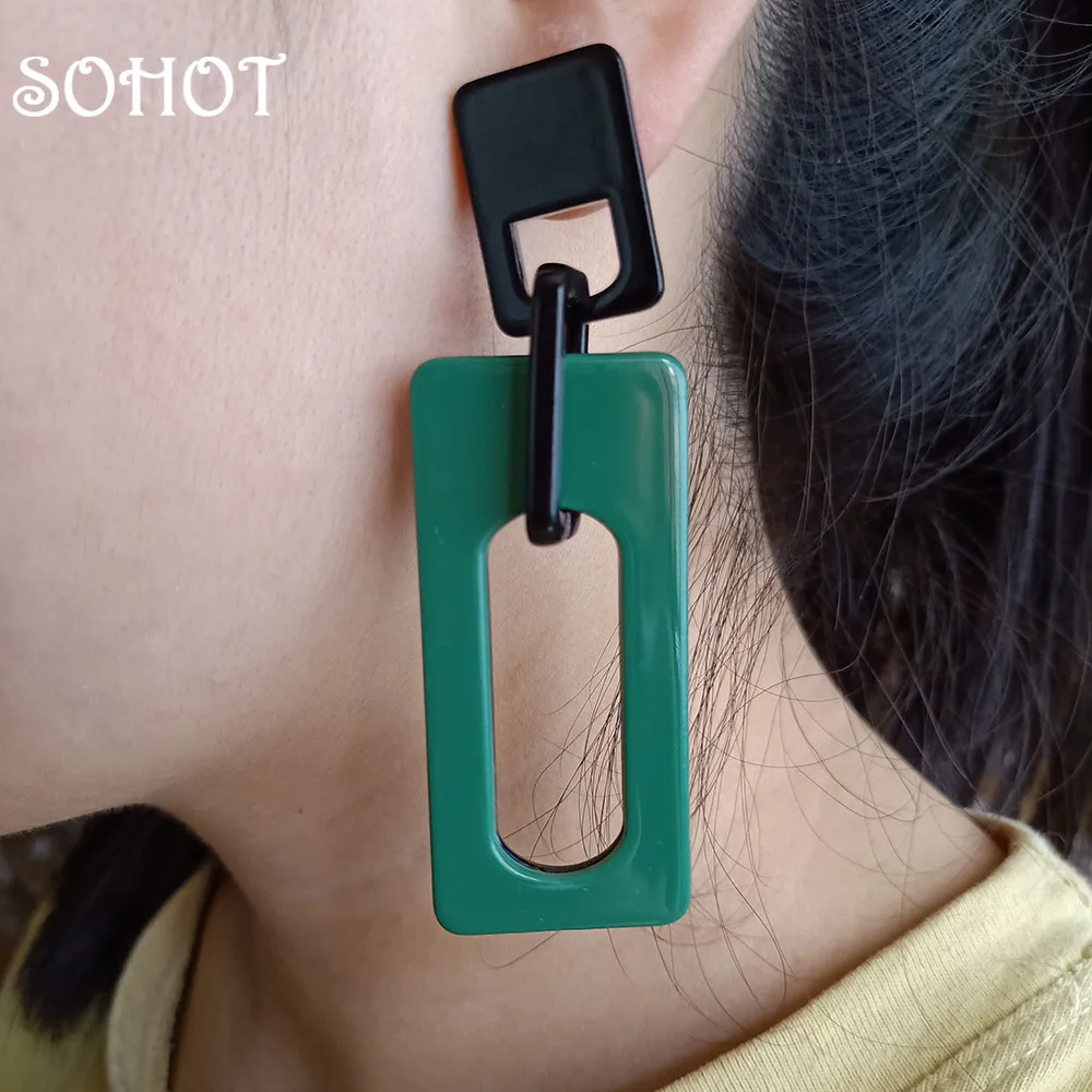 SOHOT новый креативный полый акриловый очаровательные серьги-капли классический