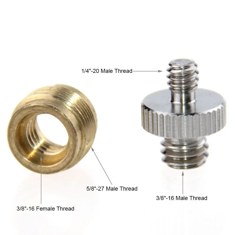 

Mic Stand Screw 3/8" to 5/8"& Screw Thread Adapters 1/4" to 3/8" for camera tripod