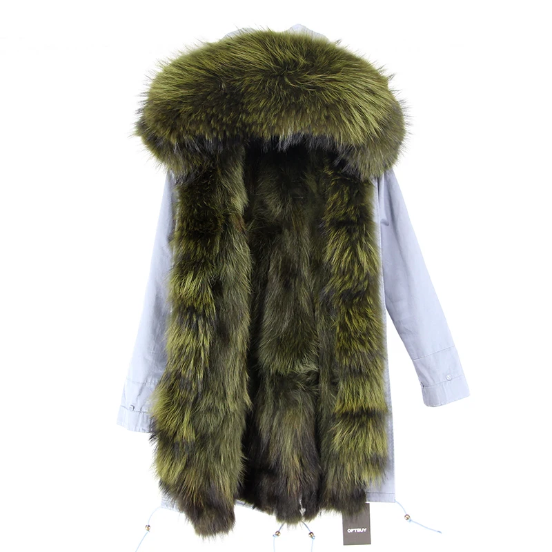 Бренд OFTBUY, новинка, пальто с натуральным мехом, зимняя куртка, Женская парка, большой воротник из натурального меха енота, Толстая теплая парка с подкладкой из лисьего меха