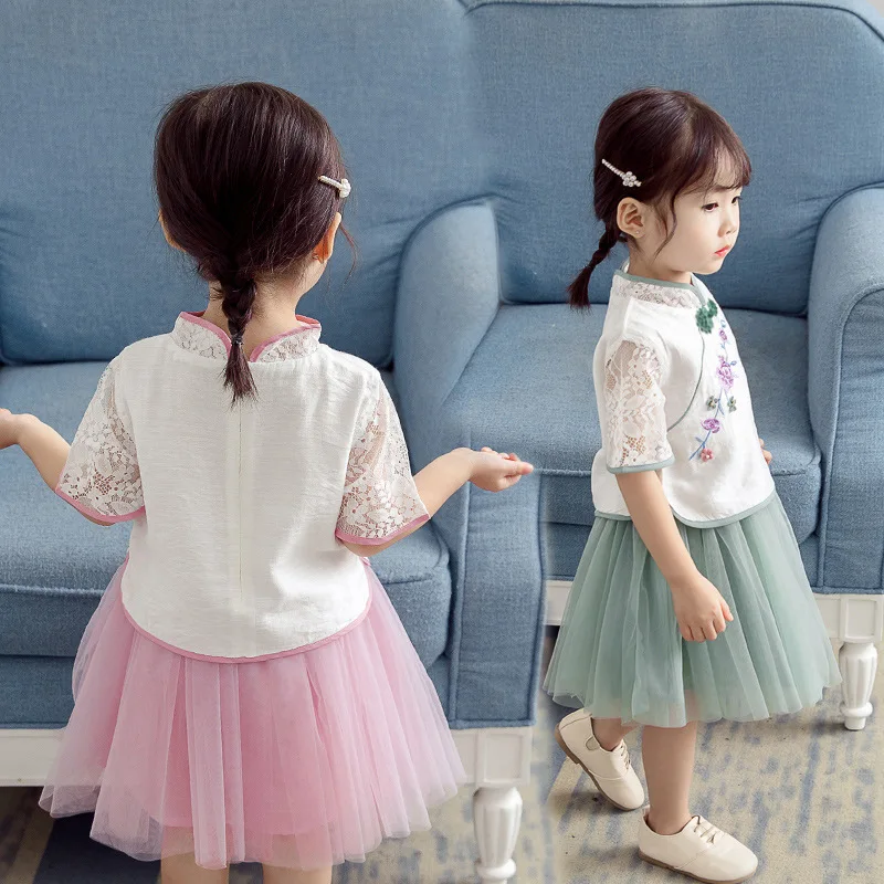 Hanfu/платье для девочек китайский традиционный костюм Тан национальный платье феи