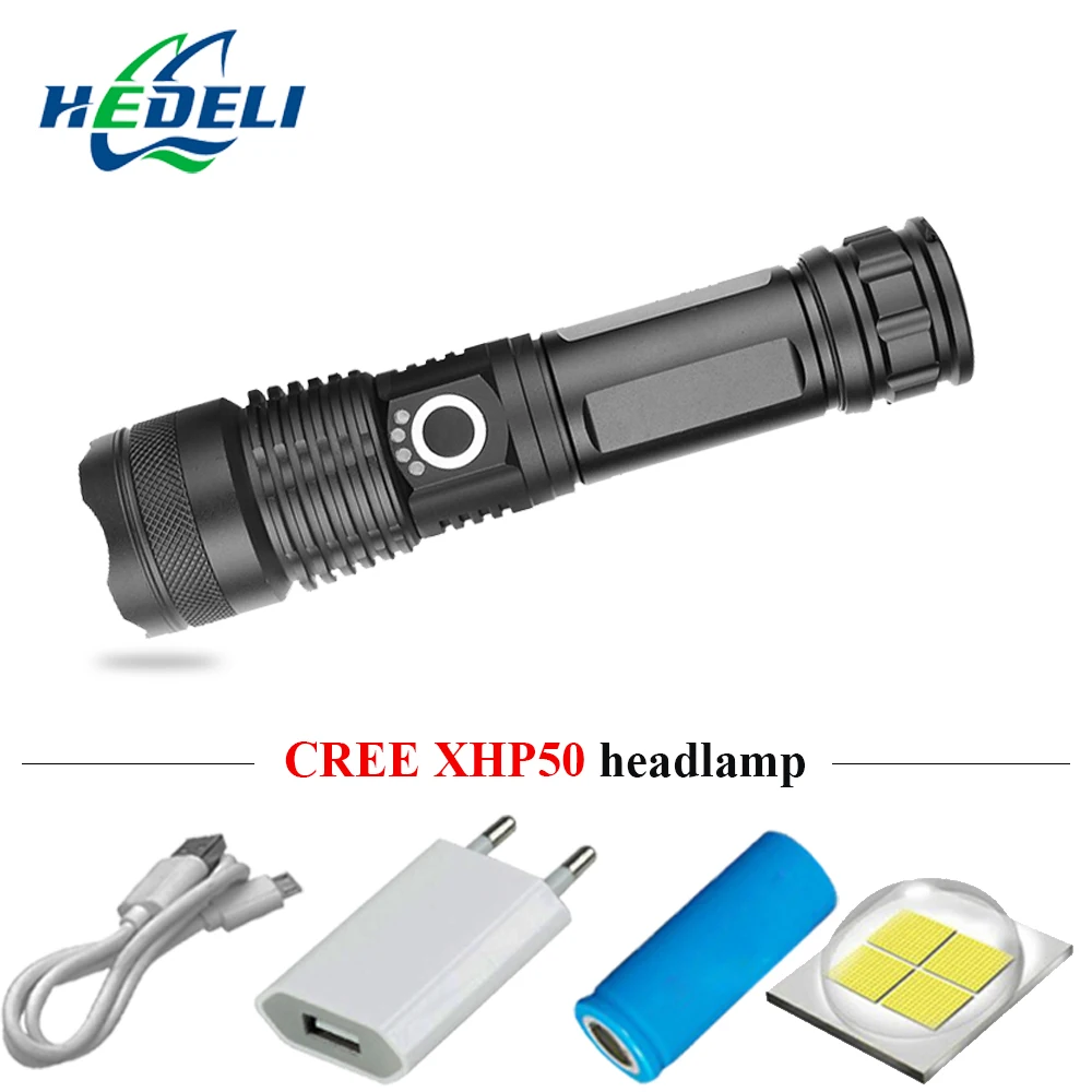 most powerful hunting flashlight XHP50 zoom usb torch 18650 or 26650 charge camping flash light Searchlight lantern led zaklamp | Лампы и