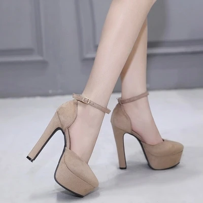 apricot color Модные свадебные тонкие туфли на невысоком каблуке в европейском и американском стиле; Новинка года; пикантные женские туфли на очень высоком каблуке; простые элегантные туфли на высоком каблуке - Цвет: apricot color