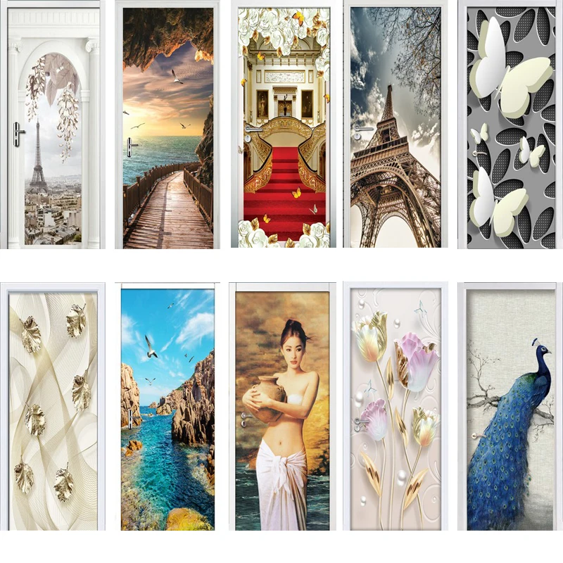 3D наклейка на дверь настенная обои самоклеющиеся ПВХ съемный водонепроницаемый