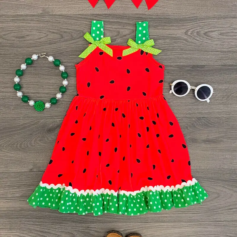 Pudcoco Summer Toddler Baby Girl Dress Sleeveless Cool Watermelon Slip Casual Clothes | Детская одежда и обувь