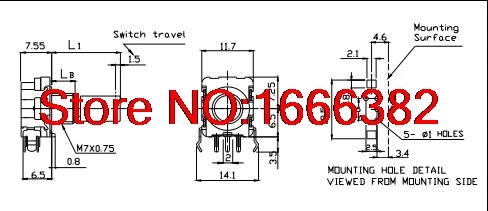 Import encoder EC11 pulse potentiometer switch side transfer belt 30 bit 15MM half handle | Электроника
