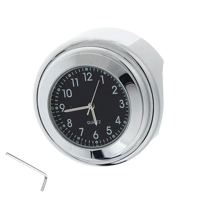 

7/8" MOTORCYCLE HANDLEBAR CLOCK - WATERPROOF - BLACK DIAL
