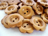 300pcs pack 20mm medium flower crafted wood wooden button wholesale free shipping laser cut smooth edge