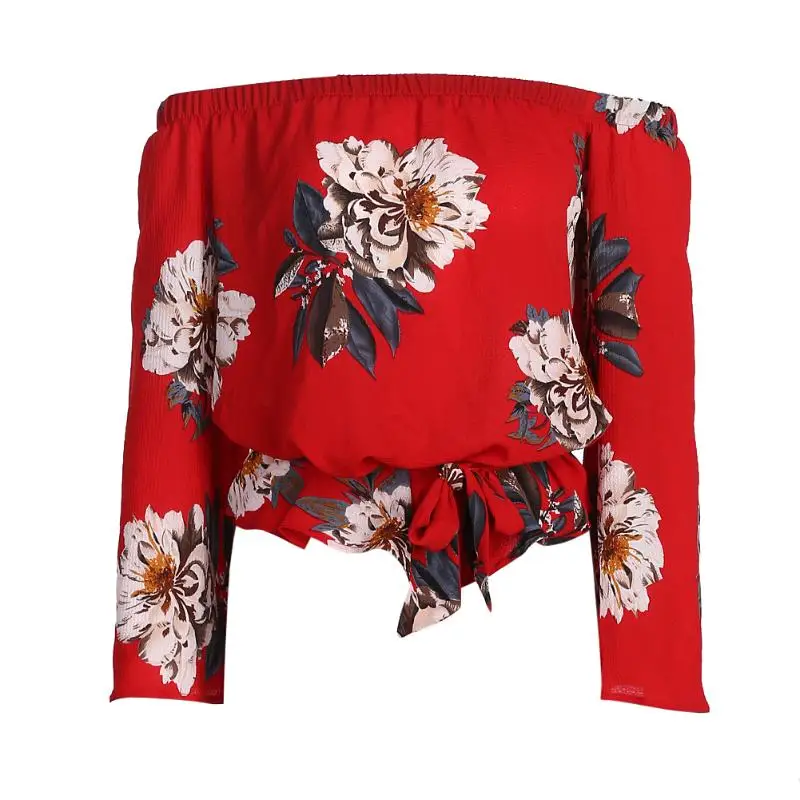 Женская шифоновая блузка с цветочным принтом Летняя Повседневная рубашка