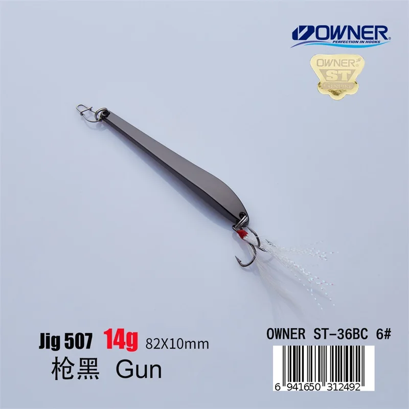Gun 14g Feather APADA джиггинг 507 Chopsticksp владелец тройной крючок+ перо 10 г/73 мм 14 г/82 мм рыболовные приманки для окуня Многоцветный Металлический цинковый сплав - Цвет: Gun 14g Feather