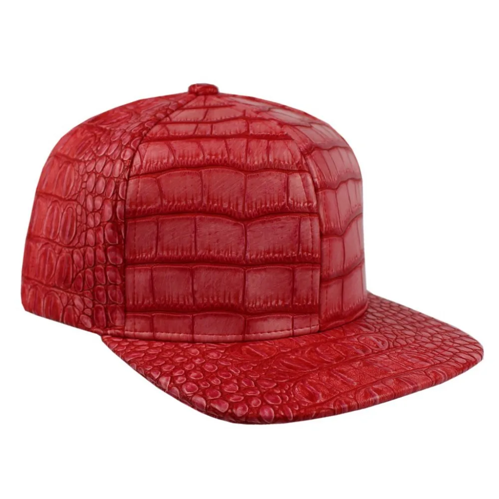 Крокодил Искусственная Кожа Strapback Бейсбол Кепки Аллигатор PU стиль Snapback Мода шляпу кожаная Кепки и шляпа кожаный аксессуар