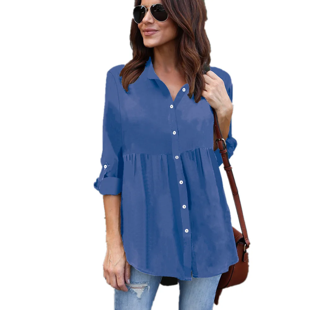 Женская Свободная шифоновая блузка повседневная однотонная черная большого