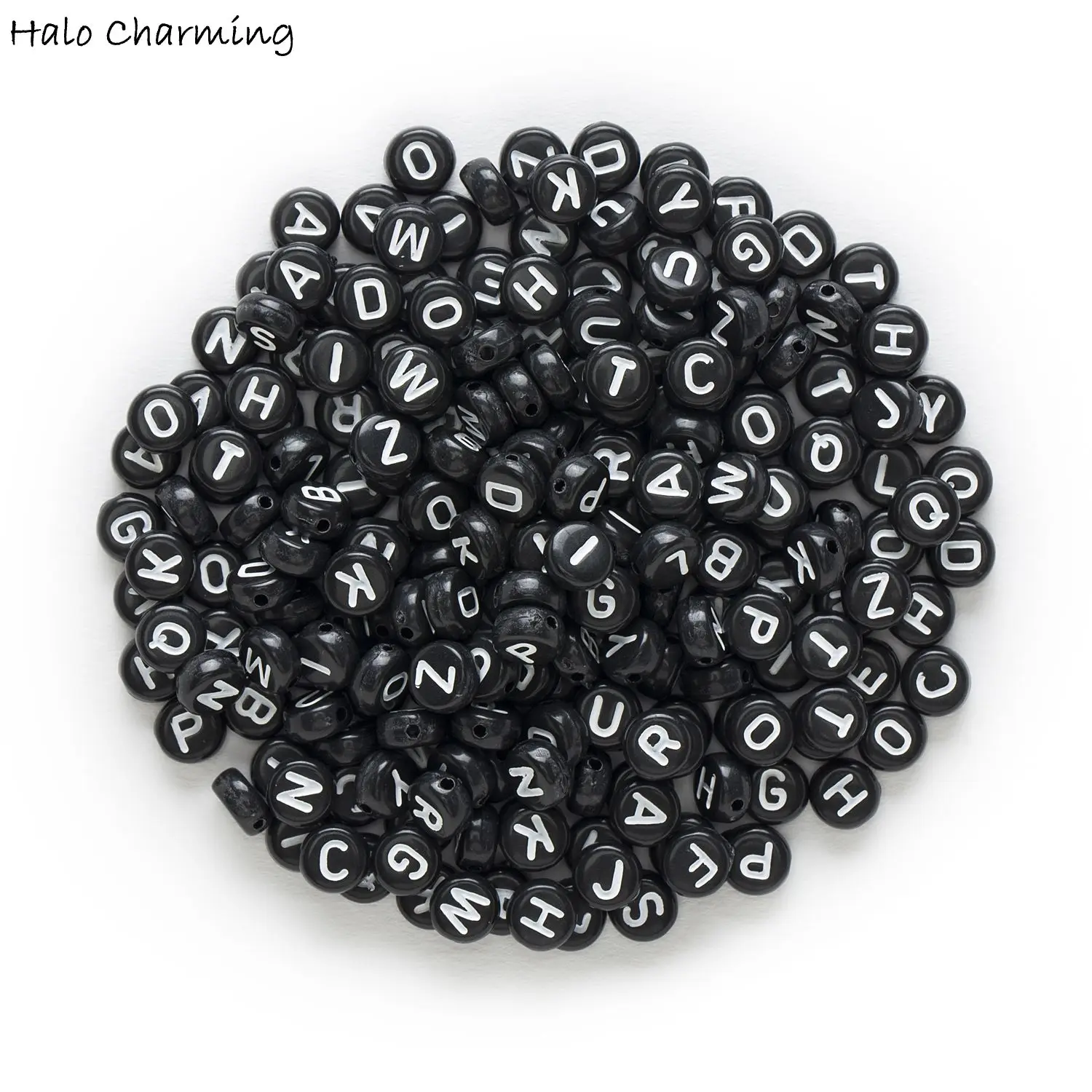 100 Piece Mixed Black Round Alphabets ɺ-Z' Acrylic Spacer Letter Beads Jewelry Making 7mm | Украшения и аксессуары