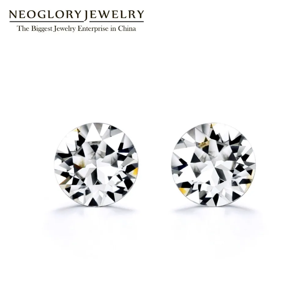 Простые серьги Neoglory белые розовые синие блестящие женские украшенные