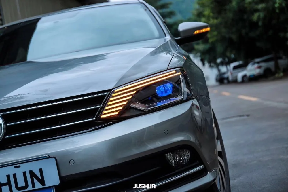 Стайлинга автомобилей корпус передней фары для VW Jetta 2011- светодиодный фары VW Jetta светодиодный фар DRL Объектив Двойной Луч Биксеноновая светодиодный
