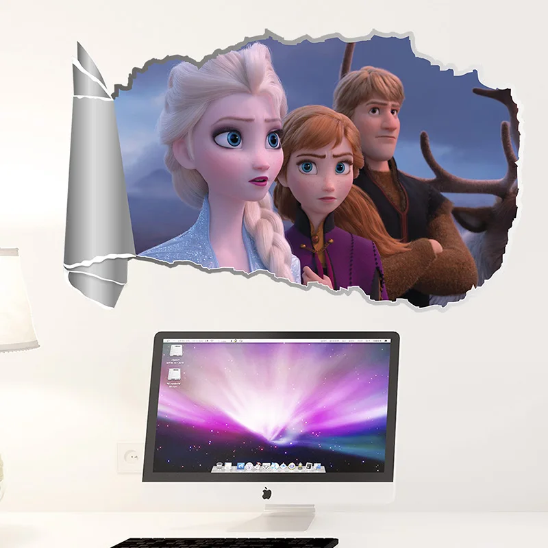 Новые Kristoff Эльза Анна Принцесса наклейки на стену для дома Настенная Наклейка для детской комнаты наклейки 3D фотообои с героями аниме искусство Замороженные 2 постер фильма